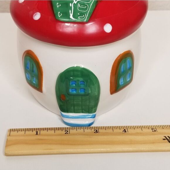 Gnome House Red Candy Jar Hand Painted Christmas Decor Trea… - Picture 6 of 8